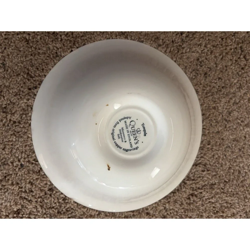 Queens Churchill Blue White Tonquin Vegetable Serving Bowl 9” Diameter